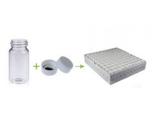 Sample Vial Kit Package, 20mL Clear Glass Sample Vial with  White Closed Top PP Cap and Silver Liner