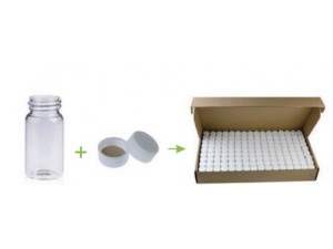 Sample Vial Kit Package, 20mL Clear Glass Sample Vial with Natural PTFE/White Silicone Septa